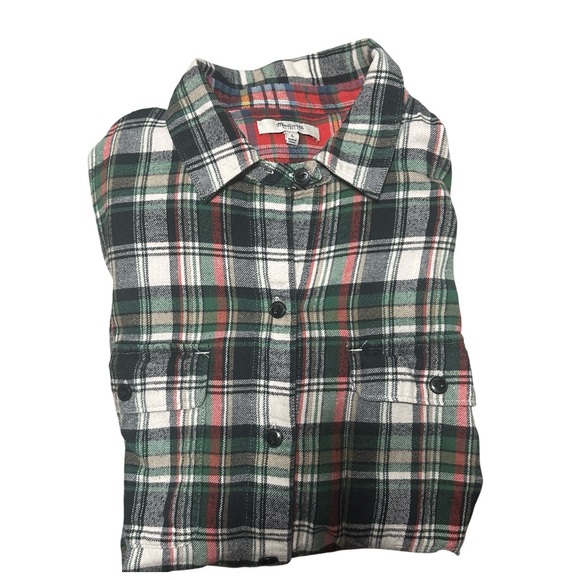 Madewell Ex-boyfriend Highland Tartan Christmas Colors Plaid Flannel Shirt - Picture 10 of 14